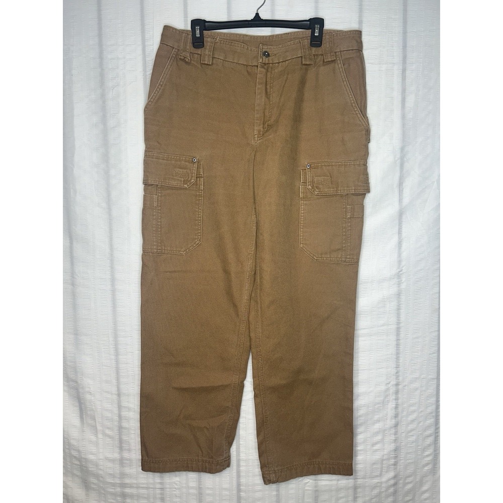 Duluth Trading Flex Fire Hose Cargo Pants Mens 37x32 Utility Tan Workwear 92204